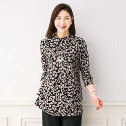 強撚綿さらさら幾何柄チュニック