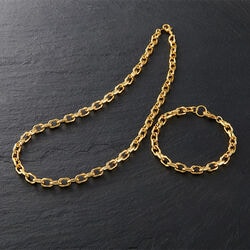 レクタングルチェーン ネックレス＆ブレスセット