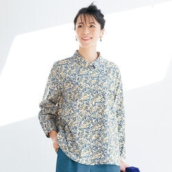 リーフプリントコットンシャツ
