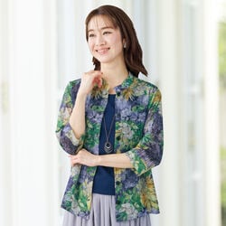 花柄プリントブラウスジャケット