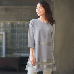 異素材ボーダー切替チュニック