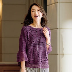 かぎ針風フレア袖プルオーバー