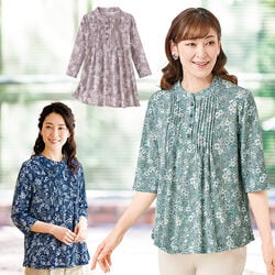 花柄ピンタックチュニック