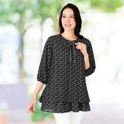 リボンデザイン小花柄チュニック