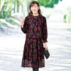 バラ柄エレガンスワンピース