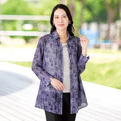 水彩画風ぼかし柄ブラウス