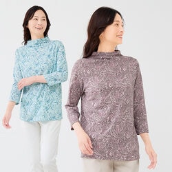 ペイズリー柄七分袖カットソー