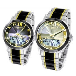 3石天然ダイヤ・カレンダー付セラミック・ソーラー光発電電波時計