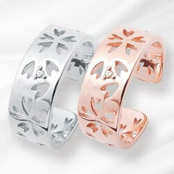 ダイヤモンド＆CZ桜透かし彫りリング
