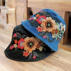 花刺しゅうデニムバケットハット