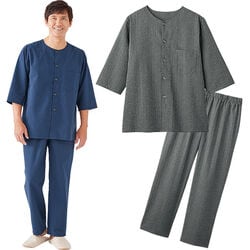 メンズ涼快クルーネック7分袖パジャマ