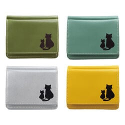 小銭が見やすいネコプリントコンパクト財布