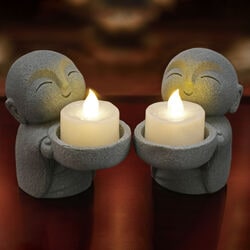 LEDお地蔵ろうそくライト 2個組