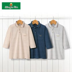 HUNTINGTON CLUB 吸水速乾・ボーダー柄七分袖ポロシャツ3色組