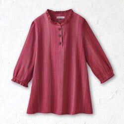 三河木綿しじら織フリル衿チュニック