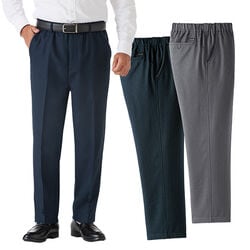 裏起毛ヘリンボーン柄ウエスト楽々パンツ2色組