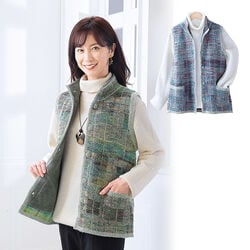 かすり糸使い裏シャギーモヘヤ入りベスト