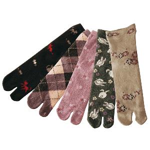 国産アンゴラ混足袋ソックス色柄おまかせ5足組