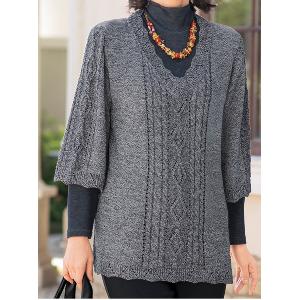 アルパカ入り七分袖セーター