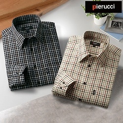 ピエルッチ チェック柄長袖シャツ2色組