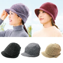 シルクウールニット暖か帽子