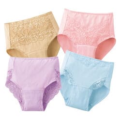 ドンナベルタ レースがお洒落な綿混安心ショーツ4色組