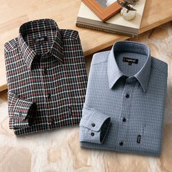 ピエルッチ ウール入りデザインシャツ2色組