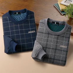 サルーンエクスプレス 裏起毛格子柄トレーナー2色組