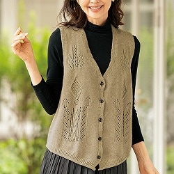 透かしジャカードニットベスト