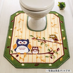 幸運の八角形ふくろうトイレマット