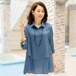 麻混ゆったりフレアーブラウス