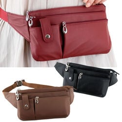 薄くて軽いラム革ウエストバッグ