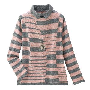 ジャカードニット衿付プルオーバー