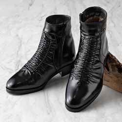 国産山羊革ボア付撥水ブーツ