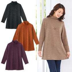 エアロモア杢調ボーダー裏起毛チュニック