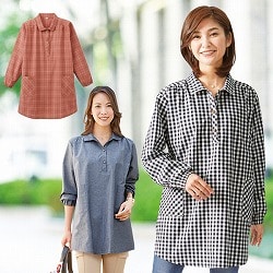 先染めかっぽうプルオーバーシャツ