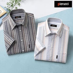 ピエルッチ サッカー生地さわやか半袖シャツ2色組