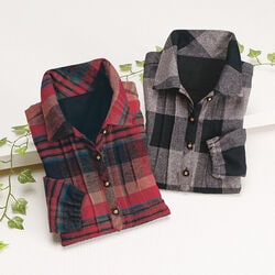 裏フリースあったかシャツかっぽう着2色組