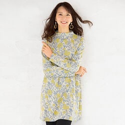 ウール入り花柄チュニック
