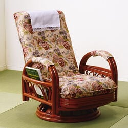 籐リクライニング回転座椅子