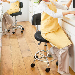 キャスター付昇降式バックレストマルチチェア ブラック【タイムセール】