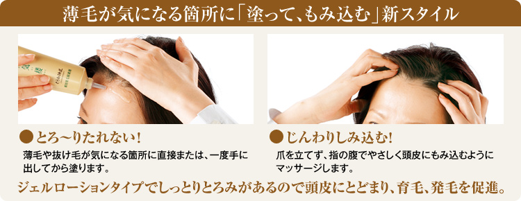 薄毛が気になる箇所に「塗って、もみこむ」新スタイル