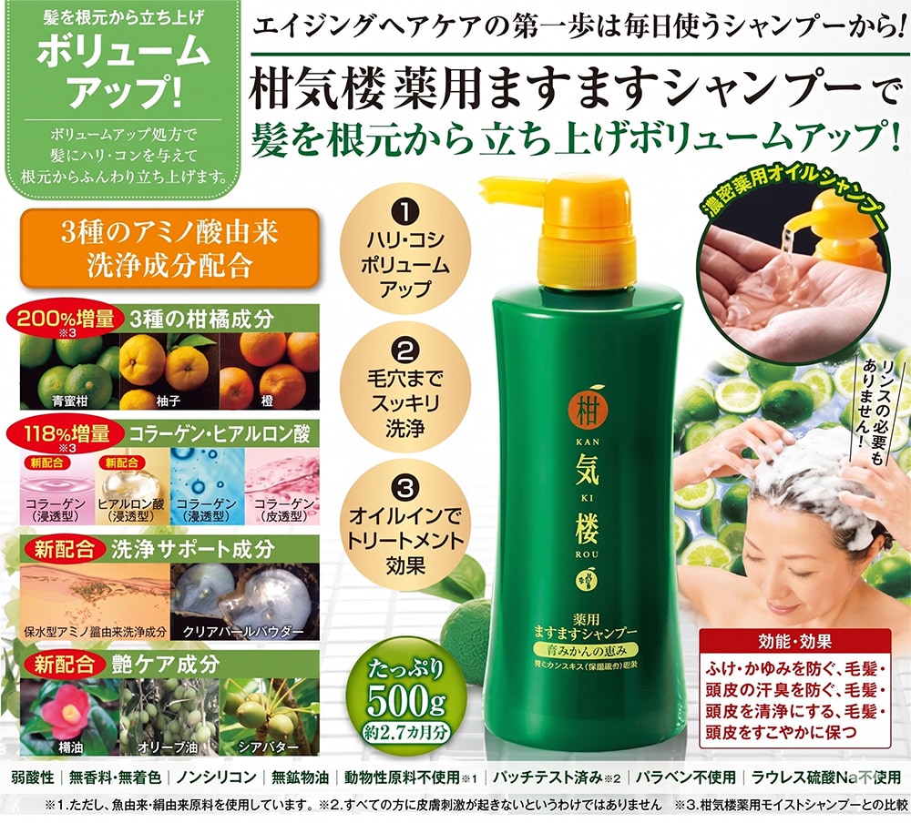 柑気楼 薬用ますますシャンプー 2本組【タイムセール】: ヘアケア／は